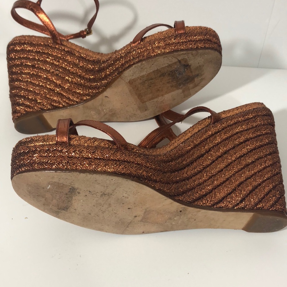 GUCCI Bronze Metallic Lia Espadrilles Wedge Platforms 😍 - Picture 5 of 12